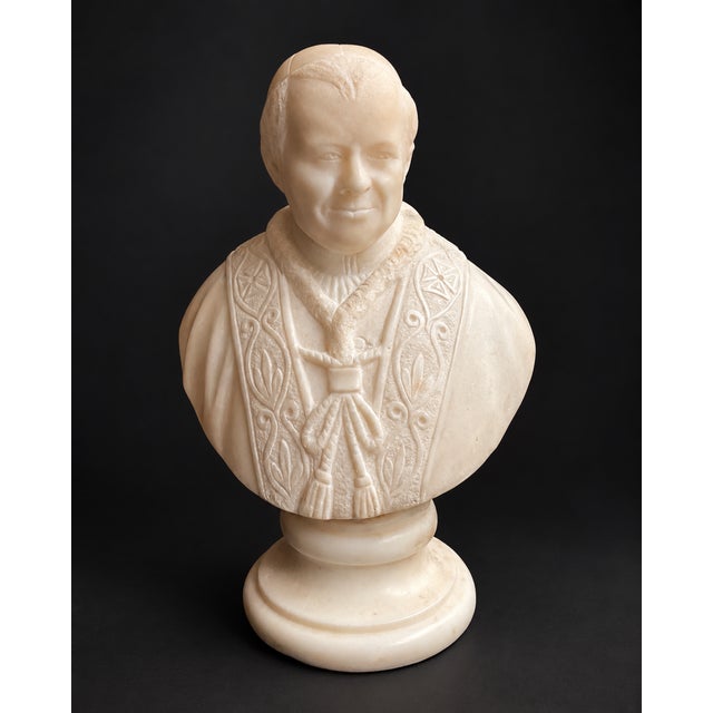Antique alabaster bust of pope pius ix – italian school, 19th century elegant antique alabaster bust depicting pope pius...