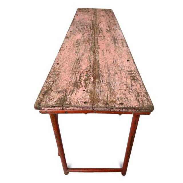 Rustic Vintage Folding Work Table For Sale - Image 3 of 6