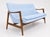 Mid-Century Modern Modern Mid Century Style Sofa Baby Blue Chenille For Sale - Image 3 of 4