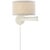 Kate Spade New York for Visual Comfort Signature Walker Swing Arm Sconce in Light Cream with Natural Linen Shade For Sale