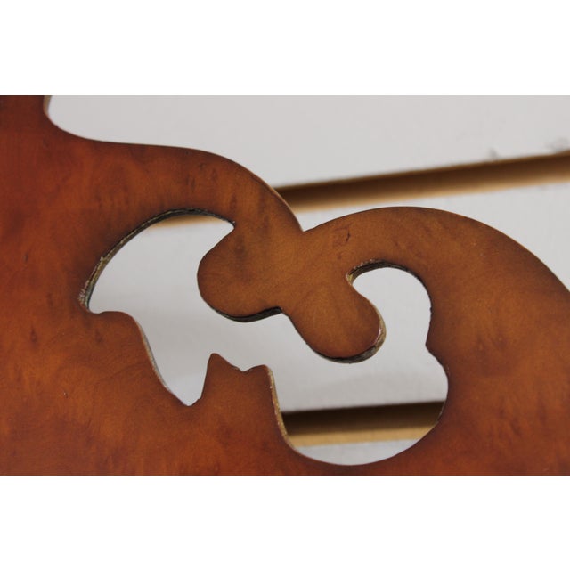 Wood Colonial Williamsburg Chippendale Style Burl Walnut Wall Mirror For Sale - Image 7 of 14
