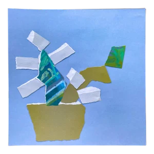 "Mahalo I" Contemporary Abstract Original Mixed-Media Collage on Paper by Zac Woodiel