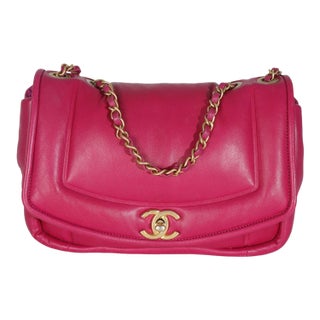 Dark Pink Lambskin Medium Simply Flap Bag For Sale