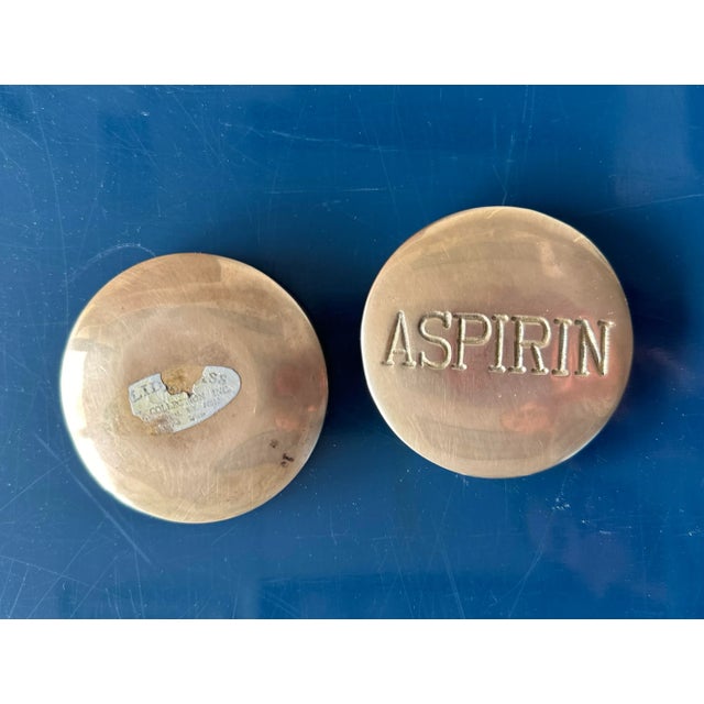 Late 20th Century Vintage Brass Aspirin Pill Box in Pop Art Style - Doctor Gift For Sale - Image 4 of 10