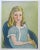 Mid-Century Modern Vintage Mid 20th Century Portrait of Girl in Blue Dress Painting For Sale - Image 3 of 5