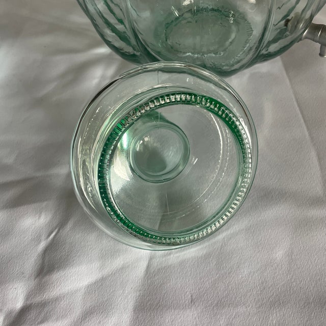 Italian Aqua Glass Beverage Dispenser Jar With Lid & Spigot For Sale - Image 4 of 6