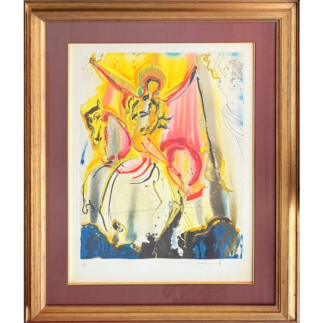 Salvador Dali, Le Cavalier Triomphant, 1973, Drypoint Etching on Chromolithograph For Sale
