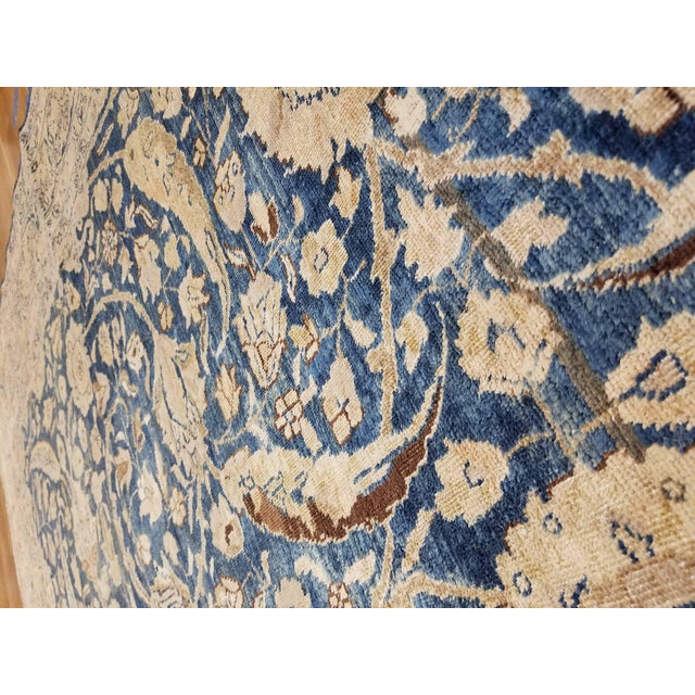 Antique Tabriz Carpet, Handmade Persian Rug in Floral Gold, Blue and Taupe For Sale - Image 12 of 17