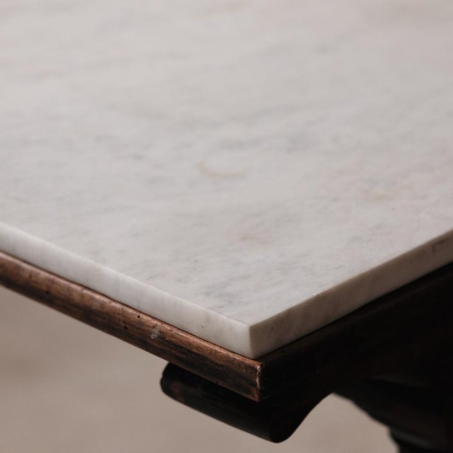 19th Century 19th Century White Marble Top Side Table For Sale - Image 5 of 6