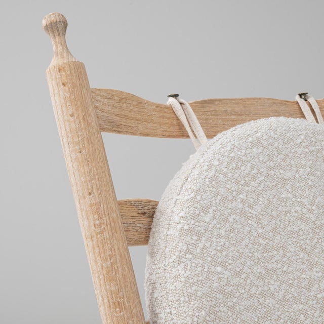 20th Century French Spindle-Back Oak Rocking Chair with Bouclé Cushions For Sale - Image 11 of 18