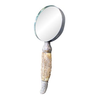 Vintage Stag-Handle and Sterling Silver Magnifier Glass. For Sale