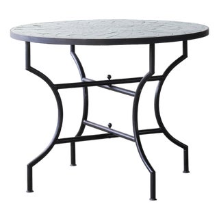 Matthew Izzo Home 40" Round Tamegroute Green Moroccan Zellige Tile Bistro Table With Iron Base For Sale