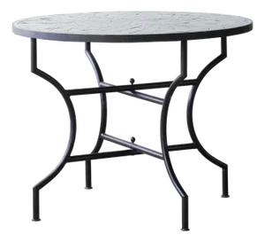 Matthew Izzo Home Moroccan Zellige Tamegroute Green Tile and Iron X Base 40" Round Bistro Table