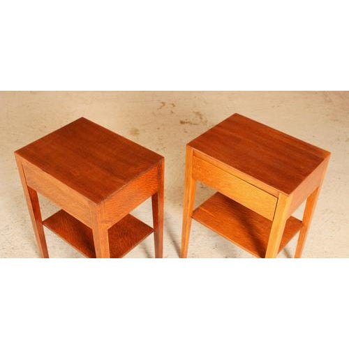 Mid-Century Oak Bedside Tables with Drawers, 1960s, Set of 2 For Sale - Image 9 of 10