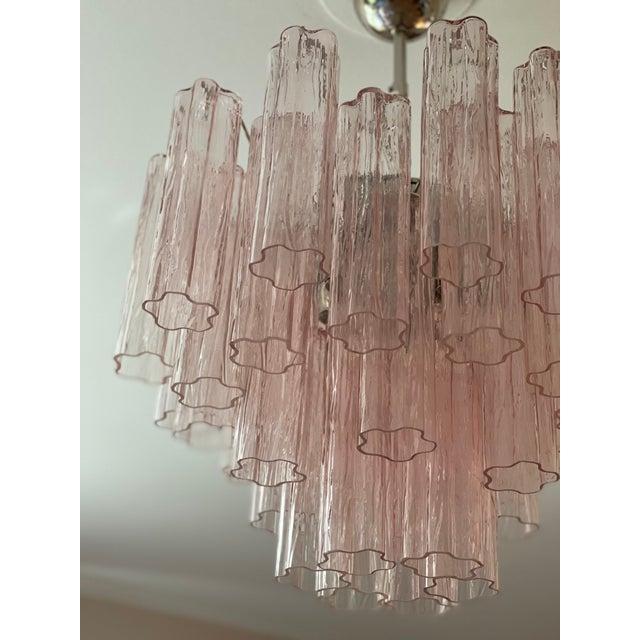 Glass Pink Murano Glass Tronchi Chandelier For Sale - Image 7 of 12