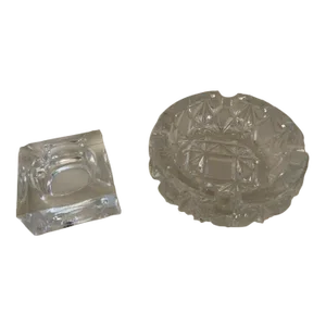 Late 20th Century Crystal Ashtrays- Set of 2