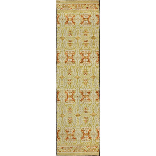Yellow 1920s Antique Spanish Runner Rug - 3′10″ × 14′ For Sale - Image 8 of 8