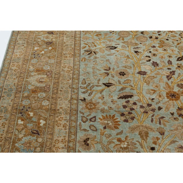 1930s Persian Tabriz Rug in Blue, Brown, Gold For Sale - Image 4 of 8