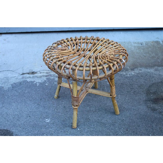 Italian Bamboo Stool, 1950s For Sale - Image 4 of 8