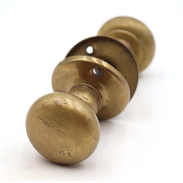 Vintage 1.625 In. Classic Brass Passage Door Knob Set For Sale - Image 6 of 6