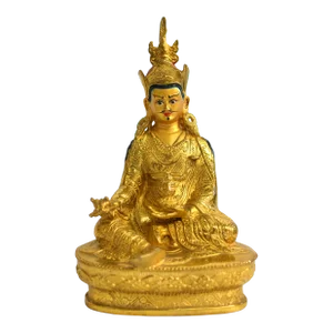 Padma Sambhav Tibetan Teacher Gilt Bronze Statue