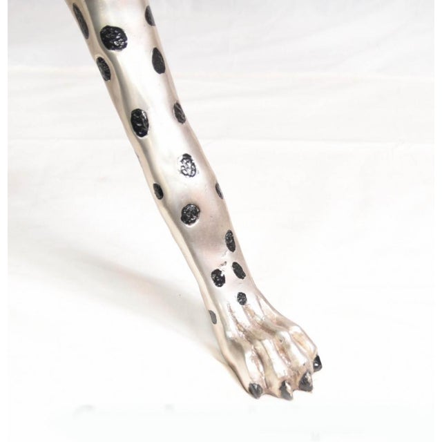 Metal Art Deco Silver Plate and Bronze Cheetah Cat in Statue, 1980s For Sale - Image 7 of 16