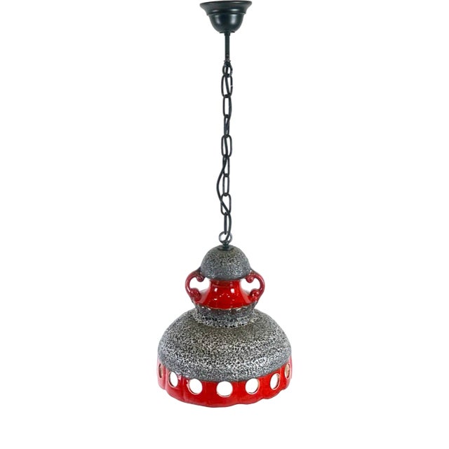 Vintage Ceramic Fat Lava Pendant Lamp, 1960s For Sale