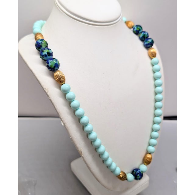 Mid-Century Modern Vintage 1960s Signed Pauline Rader Beaded Art Glass Sautoir Necklace For Sale - Image 3 of 9