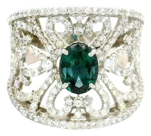 1.14 Carat Alexandrite Diamond Platinum Filigree Ring, Gia Certified, Size 6