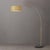 Mid-Century Modern 1960s Adjustable Morelli Linen Floor Lamp - Mid Century Modern Arc Lamp, Weathered Brass, Black Marble Base, Avocado Linen Shade For Sale - Image 3 of 4