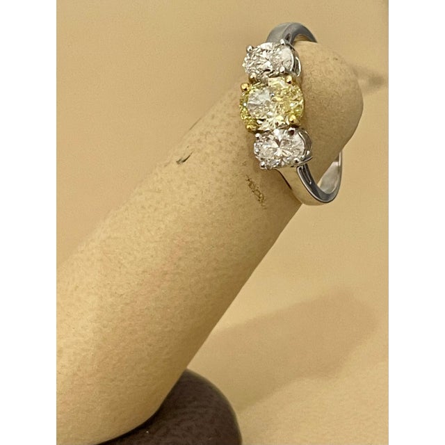GIA Certified Natural Fancy Yellow & White Diamond Three Stone Engagement Ring For Sale In New York - Image 6 of 18