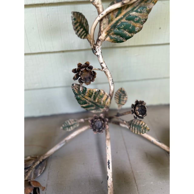 1950s Tole Floral Wall Sconce For Sale - Image 4 of 13