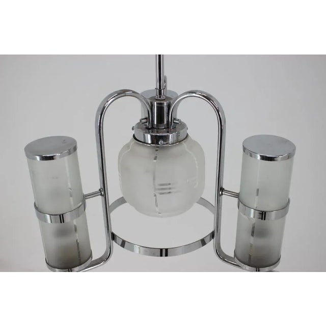 Bauhaus Art Deco Bauhaus Pendant in Chrome and Glass, 1930s For Sale - Image 3 of 8