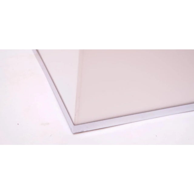 White Vintage White Acrylic and Chrome Cube Table Lamp For Sale - Image 8 of 10