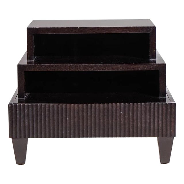 1990s Beautiful Barbara Barry for Baker Modern Regency Dark Mahogany Three-Tier Side Table For Sale