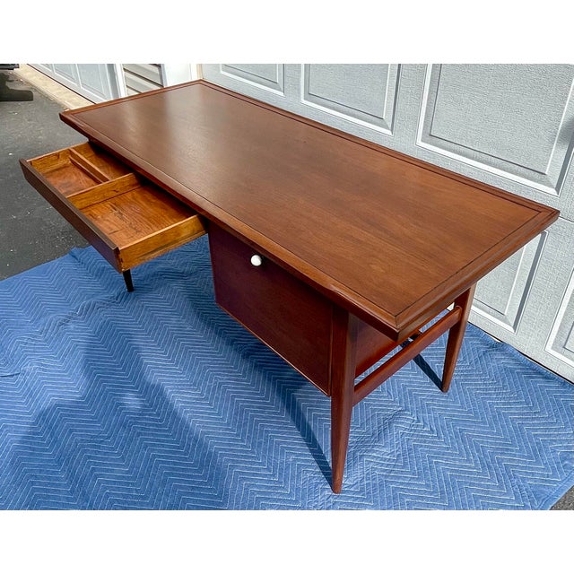 Brown 1959 Mid-Century Modern Walnut Writing Desk by Kipp Stewart for Drexel Declaration For Sale - Image 8 of 18