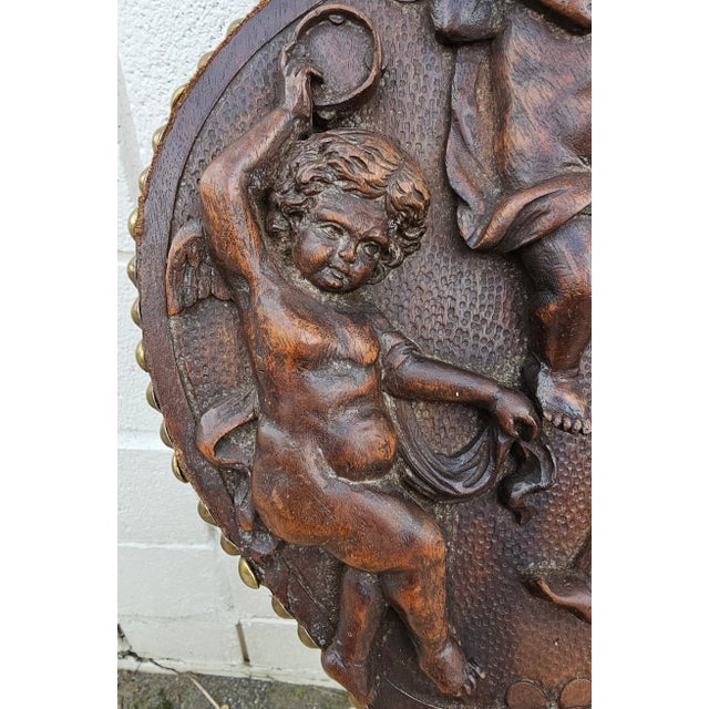 Late 19th Century 19th Century Studded Hand Carved Walnut Cherubs Bellows, L Latter For Sale - Image 5 of 9