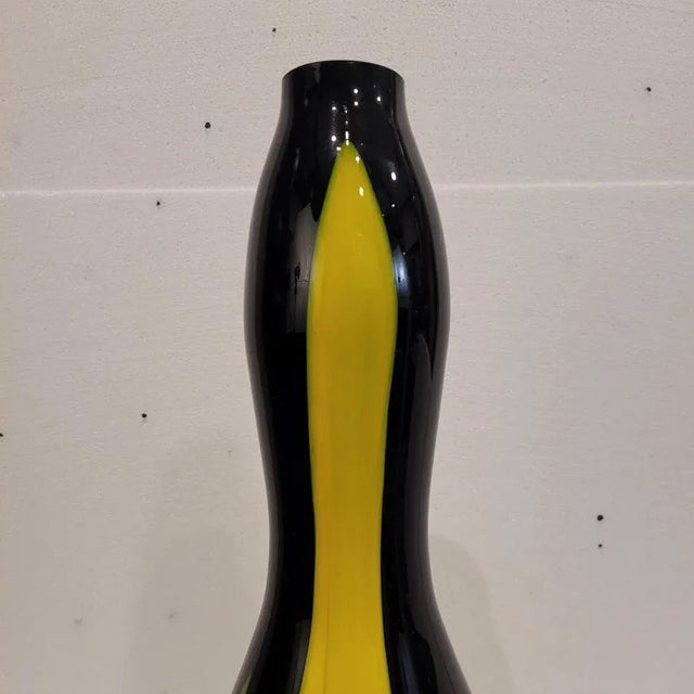 Black Black and Yellow Vase in Blown Glass, 1970s For Sale - Image 8 of 18
