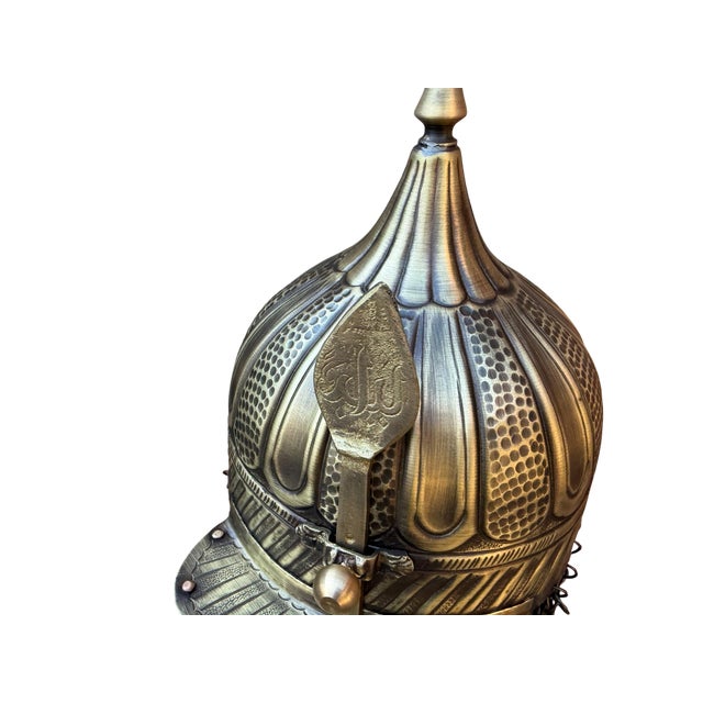 Gothic Handcrafted Brass Tabletop Helmet For Sale - Image 3 of 13