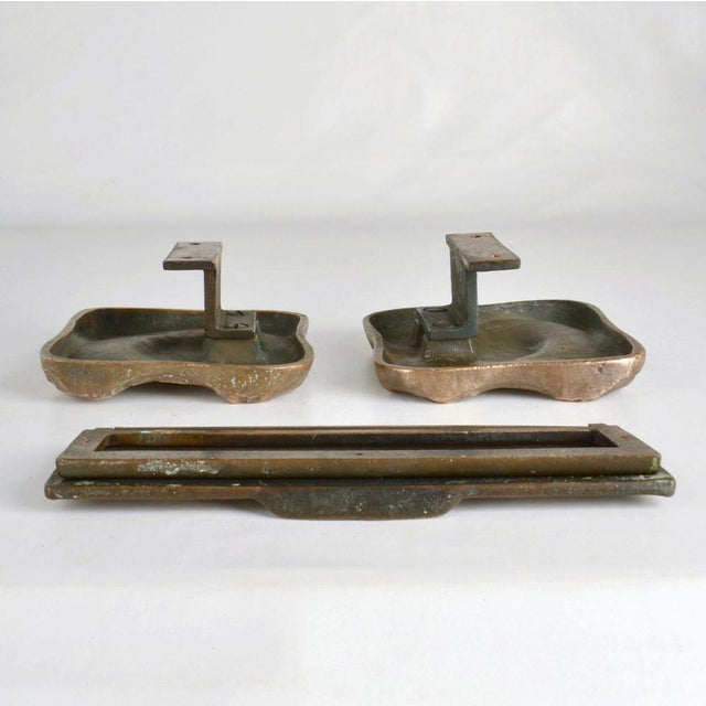 Architectural Bronze Square Push Pull Door Handles with Letterbox Set, 1970s, Set of 3 For Sale - Image 12 of 13
