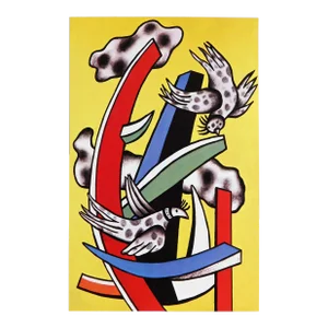Composition Aux Deux Oiseaux Sur Fond Jaune, Fernand Leger Poster