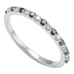 Alternative Black & White Diamond Eternity Wedding Band Size 7