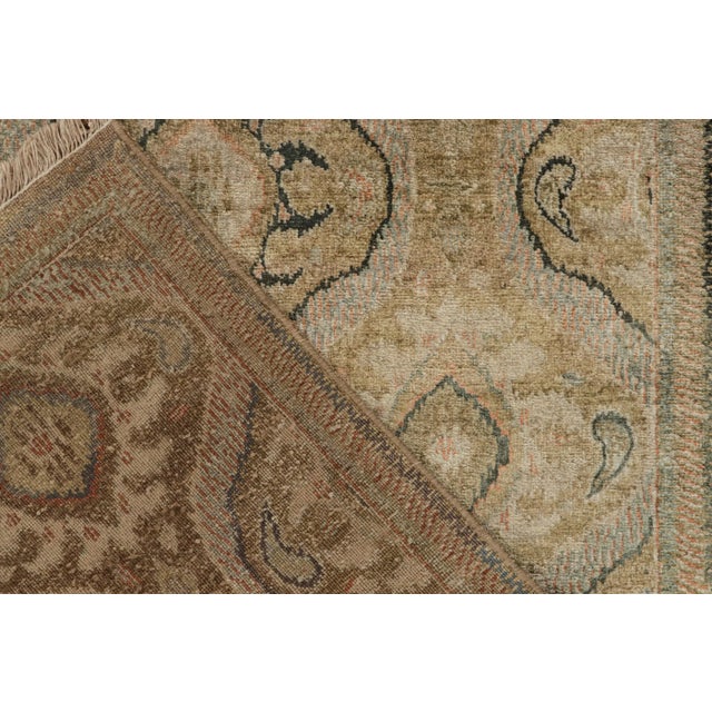 Textile Rug & Kilim’s Classic Style Rug in Green and Beige-Brown Ikats Patterns For Sale - Image 7 of 7