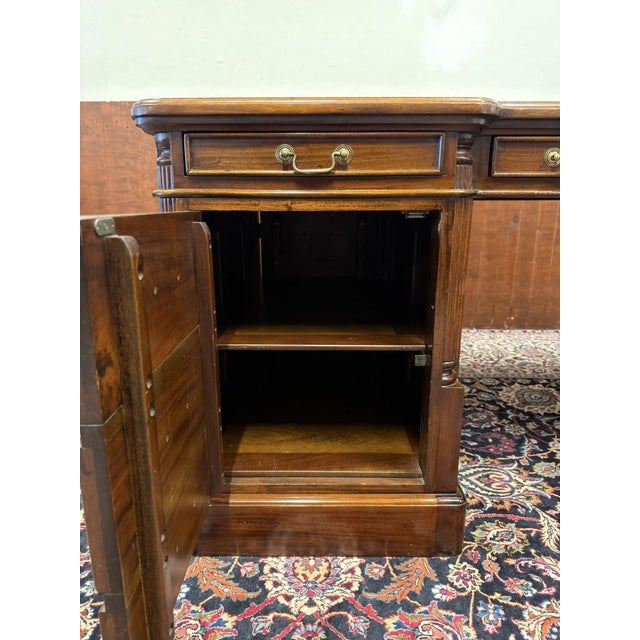 English Partner Desk in Teak and Leather For Sale - Image 13 of 18