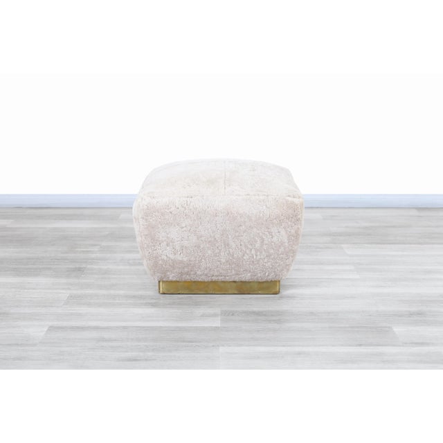 Wood Vintage Oversized Shearling Ottomans / Stools by Marge Carson, 1980s For Sale - Image 7 of 10