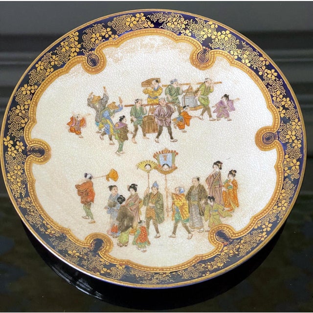 Pair Japanese Satsuma Plates with Miniature Decoration by Kinkozan For Sale - Image 11 of 18