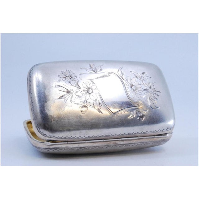 Silver Cigarette Case with Floral Engravings For Sale - Image 4 of 9