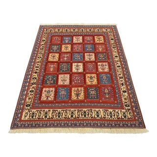 Gabbeh Rug 5′ X 6’4” Red Wool Vintage Tribal Hand-Knotted Oriental Carpet For Sale