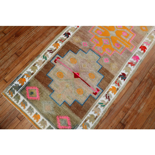 Colorful Turkish Runner, 2'8'' X 12'7'' For Sale - Image 9 of 10