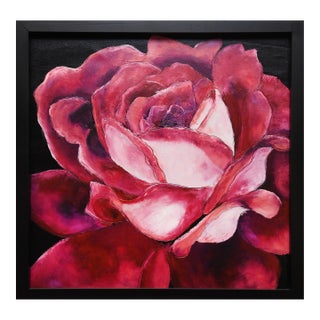 1990s Red Rose Majesty: Acrylic Painting by Yulia S For Sale